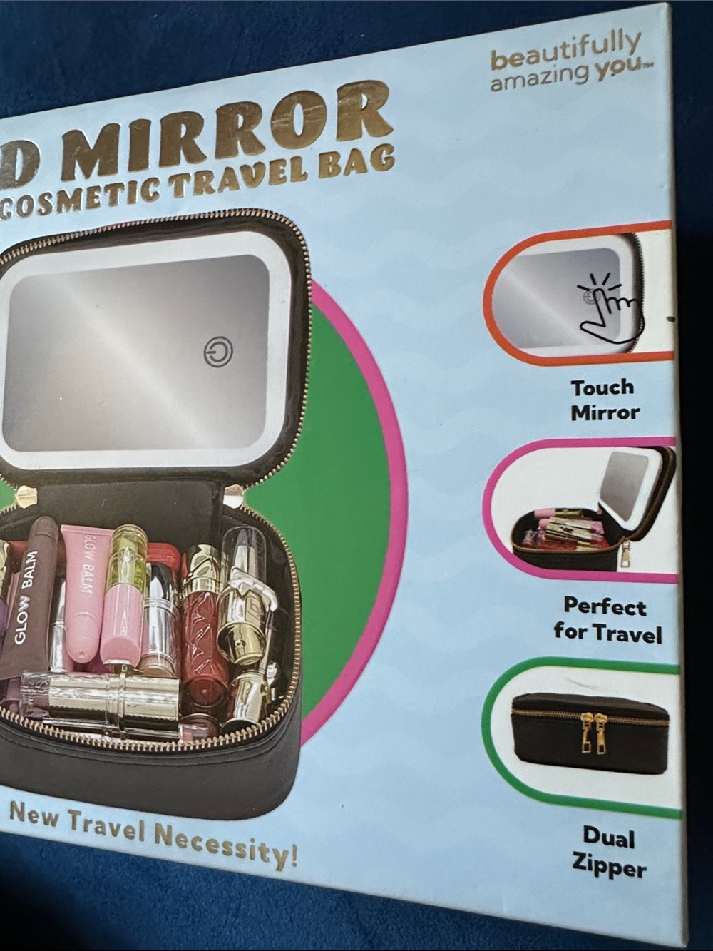 LED Mirror Mini Cosmetic Travel Bag NIB - Picture 3 of 4